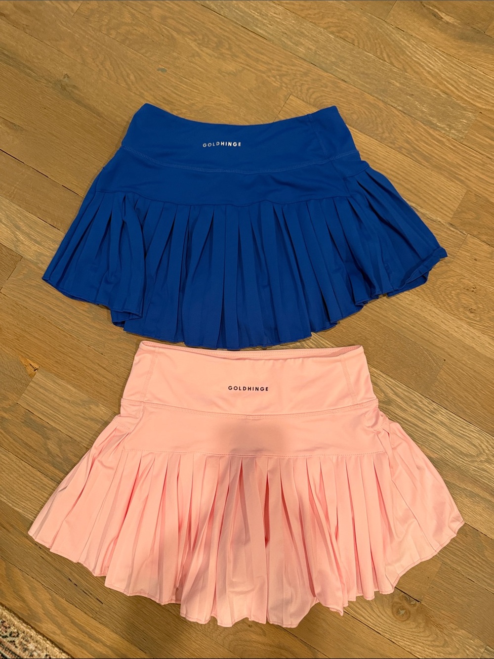 Goldhinge Women's Pleated Skater Skirt - Navy & Peach